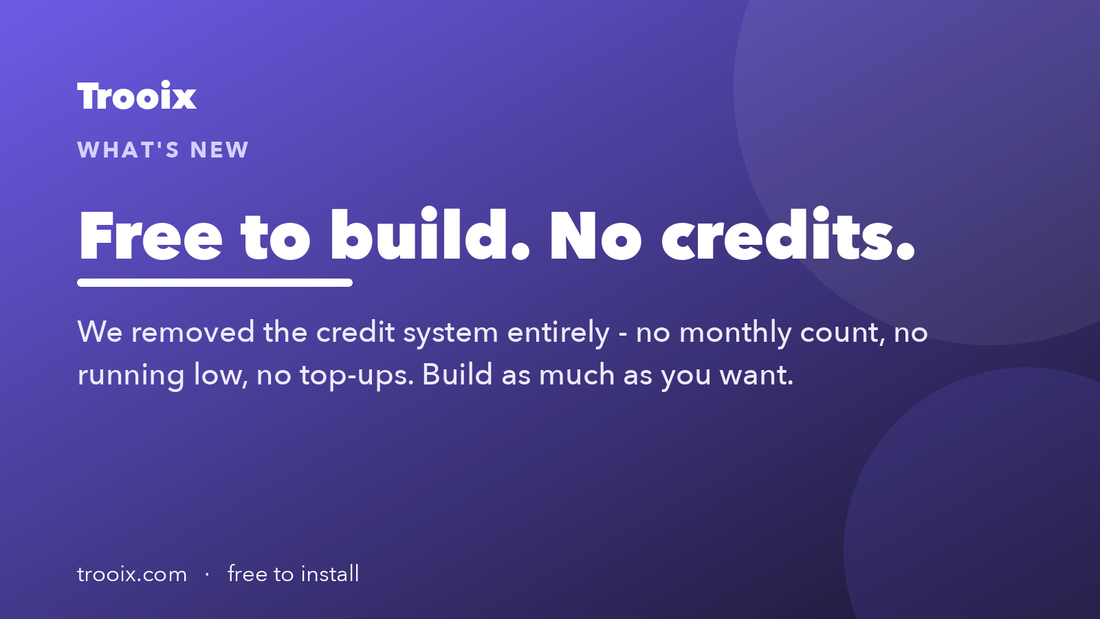 Building is now free - no credits, no limits