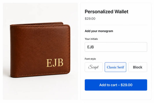 Monogram Maker: Let Buyers Add Their Initials and See It Live
